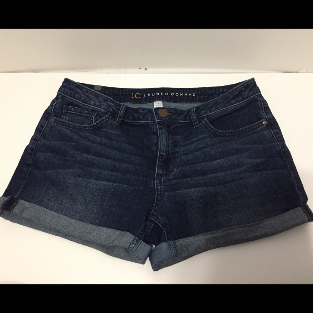Dark Wash Cuffed Denim Shorts